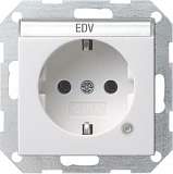 Розетка Gira System 55 Schuko с/з с подсветкой 16A 250V безвинтовой зажим чисто-белый глянцевый 045203