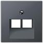 Накладка 2-ой наклонной телефонной/компьютерной розетки Jung A 500 антрацит A569-2BFPLUAANM - фото №1