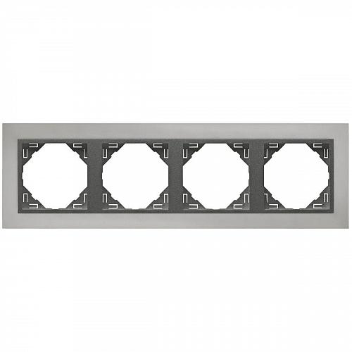 Рамка 4-постовая Efapel Logus 90 Metallo хром/серый 90940 TRS