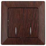 Выключатель двухклавишный ЭРА Intro Solo 10A 250V с подсветкой венге 4-105-10 Б0043296