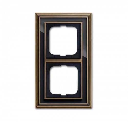 Рамка 2-постовая ABB Dynasty латунь античная/черное стекло 2CKA001754A4586