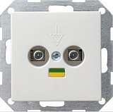 Розетка двойная Gira System 55 для выравнивания потенциалов чисто-белый шелковисто-матовый 040503