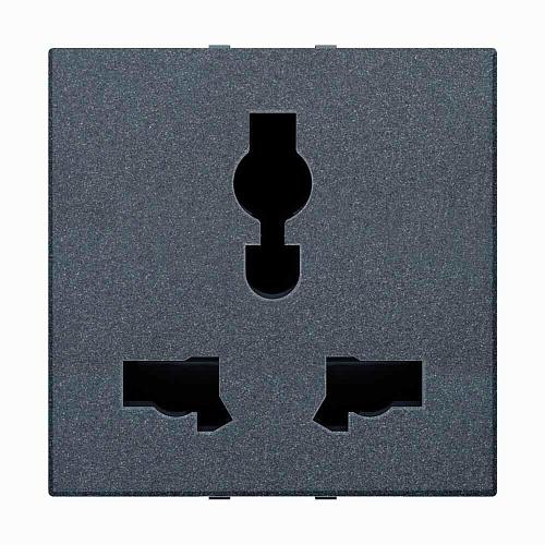 Розетка EU/BS ABB Zenit с/з 13A 230V со шторками винтовой зажим антрацит 2CLA223900N1801