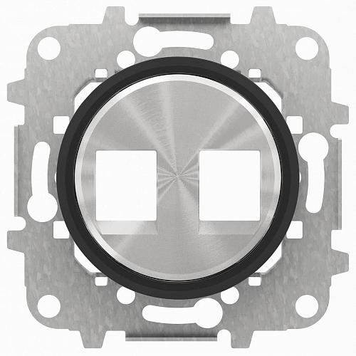 Лицевая панель ABB Sky Moon розетки 2хRJ45/RJ12 cтекло чёрное 2CLA861820A1501