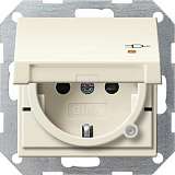 Розетка Gira System 55 Schuko с/з со шторками крышкой 16A 250V безвинтовой зажим кремовый глянцевый 276301