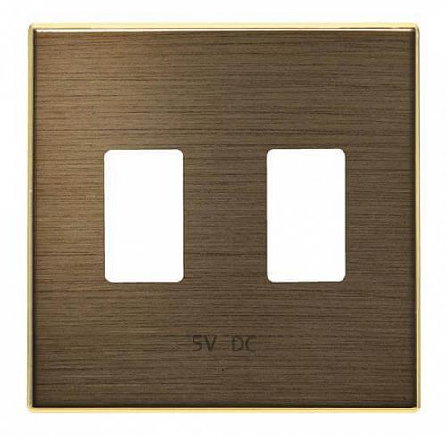 Лицевая панель ABB Sky розетки 2xUSB античная латунь 2CLA858530A1201