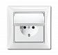 Розетка ABB Basic55 Schuko с/з 16A 250V IP44 с крышкой безвинтовой зажим альпийский белый 2CKA002018A1505 - фото №1