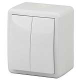 Выключатель двухклавишный ЭРА Эксперт 10AX 250V IP54 Al Cu 11А-1404-01 Б0038817