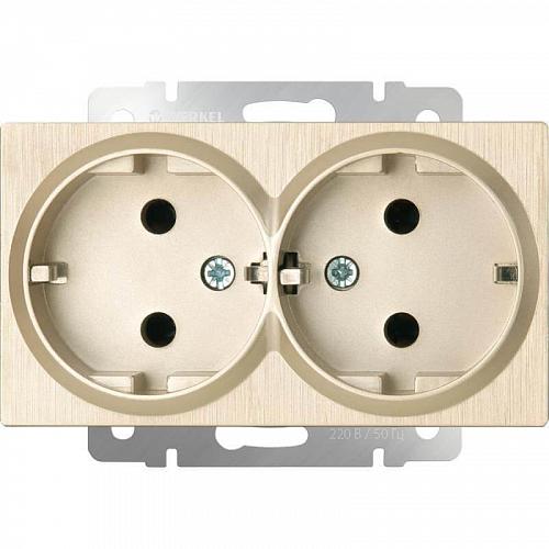 Розетка двойная Werkel шампань рифленый WL10-SKG-02-IP20 4690389131301