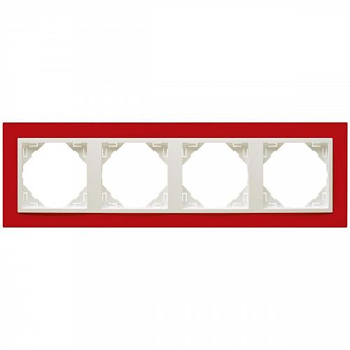 Рамка 4-постовая Efapel Logus 90 Animato красный/лед 90940 TVG