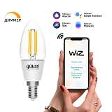 Лампа светодиодная диммируемая филаментная Gauss Smart Home Filament E14 4,5W 2700K прозрачная 1230112