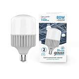 Лампа светодиодная Gauss E40 80W 6500K матовая 63438