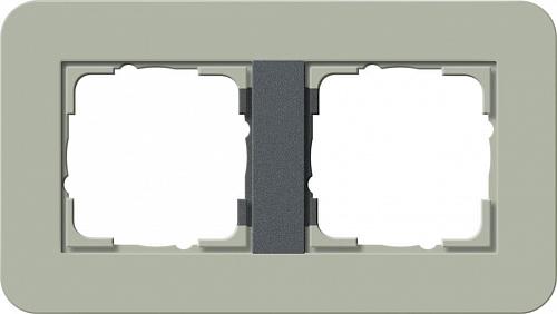 Рамка 2-постовая Gira E3 серо-зеленый/антрацит 0212425