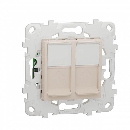 Розетка компьютерная RJ45X2 Schneider Electric Unica New Cat. 5е UTP NU542044