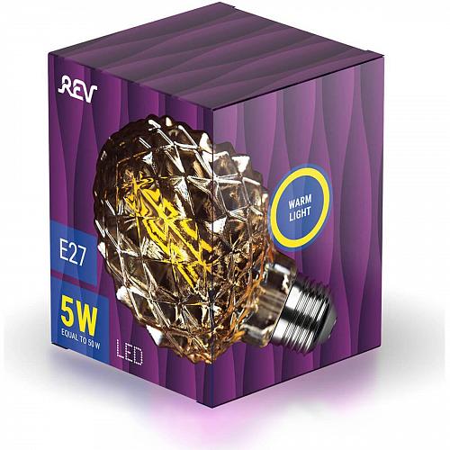 Лампа светодиодная филаментная REV VINTAGE GOLD G95 E27 5W 2200K DECO Premium теплый свет груша 32448 5