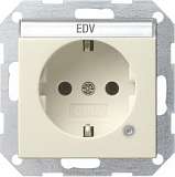 Розетка Gira System 55 Schuko с/з с подсветкой 16A 250V безвинтовой зажим кремовый  глянцевый 045201