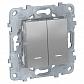 Переключатель двухклавишный с подсветкой Schneider Electric Unica New NU521330N - фото №1