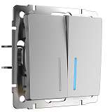 Выключатель двухклавишный с подсветкой Werkel серебряный W1120106 4690389155925