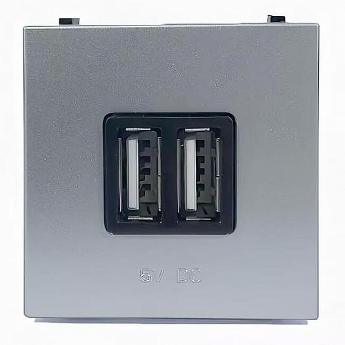 Розетка 2хUSB ABB Zenit серебро 2CLA228500N1301