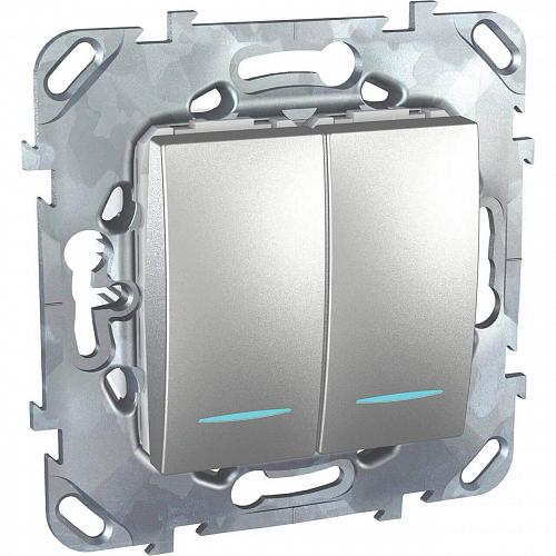 Переключатель двухклавишный с подсветкой Schneider Electric Unica MGU5.0303.30NZD
