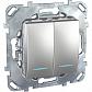 Переключатель двухклавишный с подсветкой Schneider Electric Unica MGU5.0303.30NZD - фото №1
