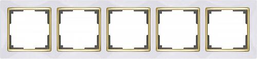 Рамка Werkel Snabb на 5 постов белый/золото WL03-Frame-05-white/GD 4690389083952