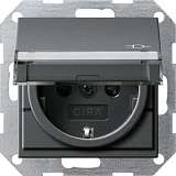 Розетка Gira System 55 Schuko с/з со шторками крышкой 16A 250V безвинтовой зажим антрацит 276228