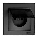 Розетка 2К+З Mono Electric Despina 16A 250V с крышкой винтовое подключение графит 102-202021-118