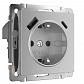 Розетка Werkel с быстрой зарядкой USB Type A+С серебряный рифленый W1171709 4690389176456 - фото №1