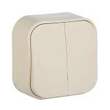 Выключатель двухклавишный Legrand Quteo 10A 250V слоновая кость 782232