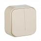 Выключатель двухклавишный Legrand Quteo 10A 250V слоновая кость 782232 - фото №1