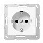 Розетка с заземлением с защитными шторками винтовой зажим Jung A 500 белая A521KIWW - фото №1