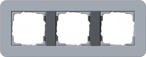 Рамка 3-постовая Gira E3 серо-голубой/антрацит 0213424