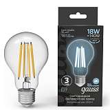 Лампа светодиодная филаментная Gauss E27 18W 4100K прозрачная 102902218