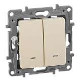 Переключатель двухклавишный Legrand Etika с подсветкой 10A 250V слоновая кость 672316
