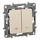 Переключатель двухклавишный Legrand Etika с подсветкой 10A 250V слоновая кость 672316 - фото №1