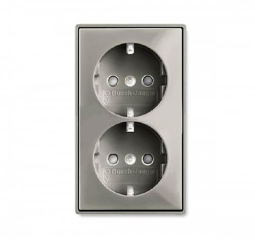 Розетка двойная ABB Basic55 Schuko с/з 16A 250V со шторками безвинтовой зажим шампань 2CKA002021A0380