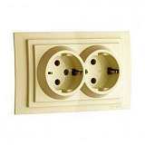 Розетка 2К+З двойная Mono Electric Larissa 16A 250V винтовое подключение крем 103-171704-120