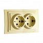 Розетка 2К+З двойная Mono Electric Larissa 16A 250V винтовое подключение крем 103-171704-120 - фото №1