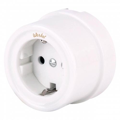 Розетка Werkel с заземлением Retro белая WL18-03-01 4690389100635