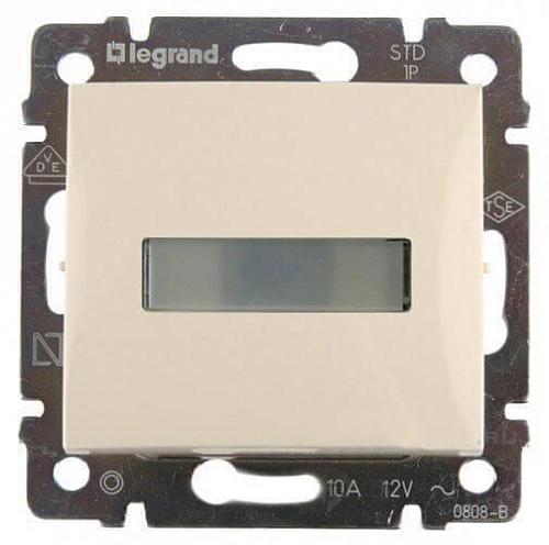 Выключатель кнопочный одноклавишный Legrand Valena 10A 12V с подсветкой держателем этикетки слоновая кость 774117