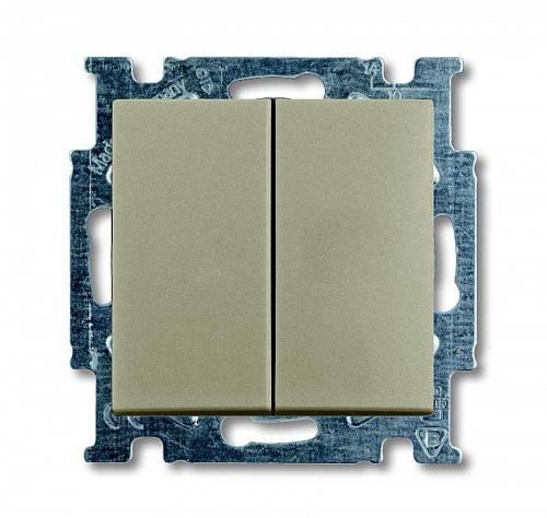 Выключатель двухклавишный ABB Basic55 10A 250V шампань 2CKA001012A2167