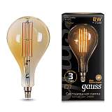 Лампа светодиодная филаментная Gauss E27 8W 2400K золотая 149802008