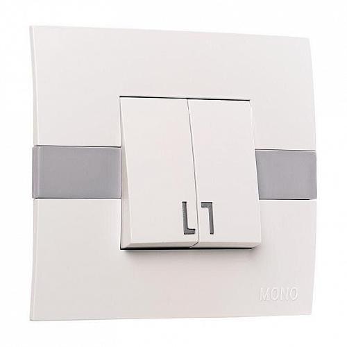 Выключатель Mono Electric Eсо двухклавишный белый 101-010101-102