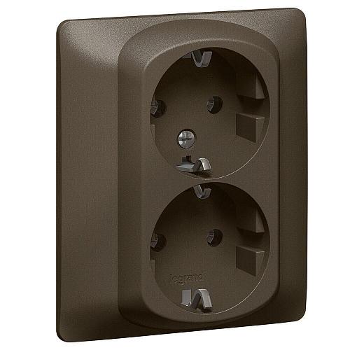 Розетка 2х2К+3 Legrand Galea Life 16A 250V с/з винтовой зажим темная бронза 771230