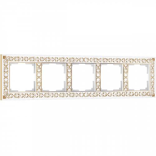 Рамка Werkel Antik на 5 постов белое золото W0051523 4690389158292
