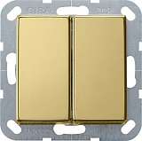 Выключатель кнопочный двухклавишный Gira System 55 10A 250V латунь 0125604