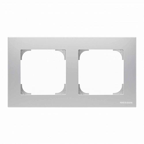Рамка 2-постовая ABB Sky серебристый алюминий 2CLA857200A1301