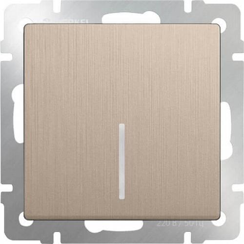 Выключатель Werkel одноклавишный с подсветкой шампань рифленый WL10-SW-1G-LED 4690389085307