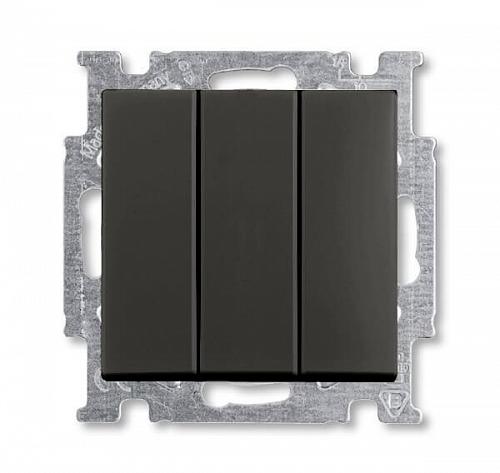 Выключатель трехклавишный ABB Basic55 16A 250V chateau-черный 2CKA001012A2173